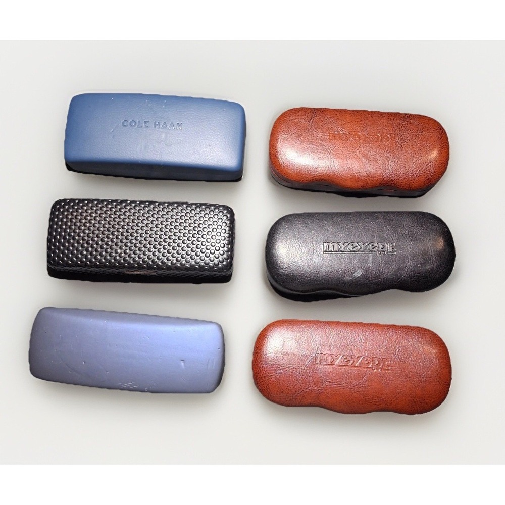 Lot of 6 Eyeglass Sunglass Case Cole Haan Helium Paris MyEyeDr Hard Shell Bundle